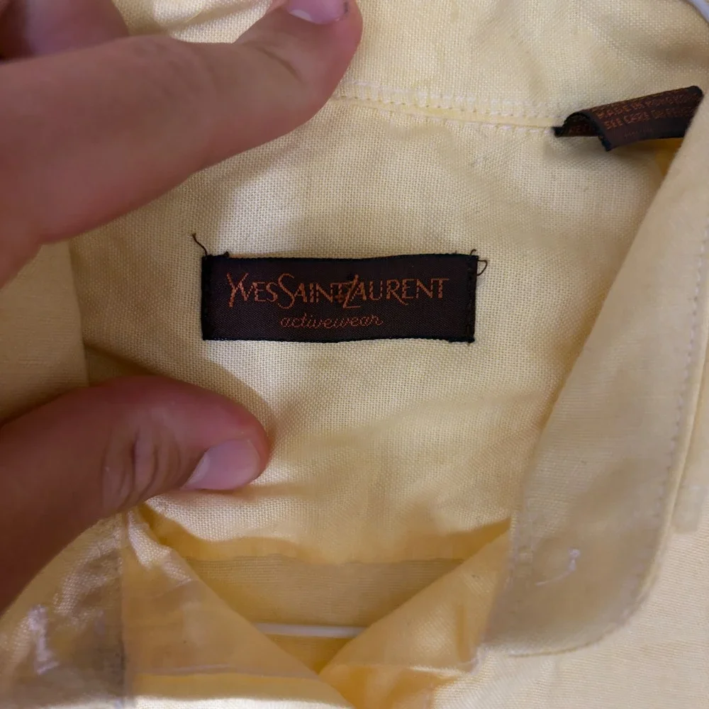 Yves Saint Laurent Activewear Yellow Button Down Shirt Vintage Cotton Blend 9/10 - Picture 2 of 6